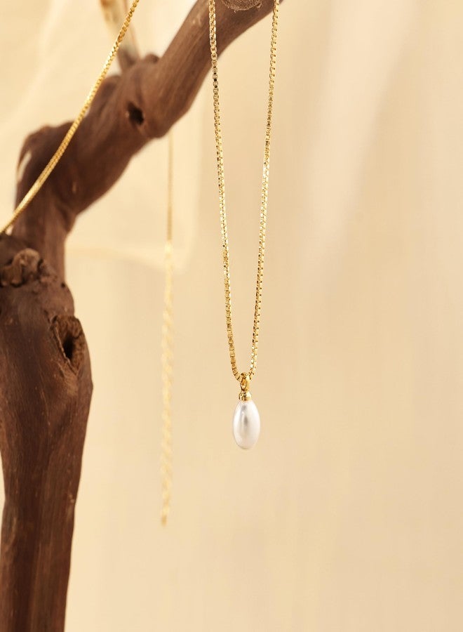 KICKGY Pearl Necklaces for Women,14k Gold Plated Single Pearl Pendant Necklace Dainty Bridal Pearls Necklace Small Cute Pearls Choker Box Necklaces Trendy Gold Prom Jewelry for Women Wedding Gifts - Image 5